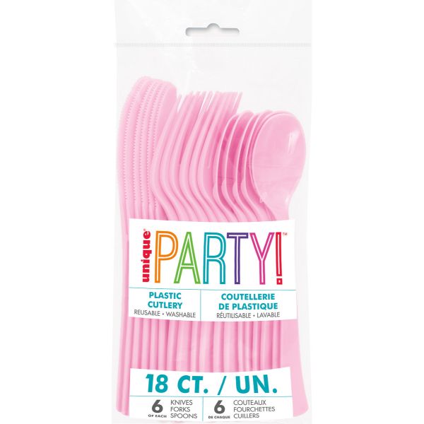 18 Pack Lovely Pink Assorted Reusable Cutlery