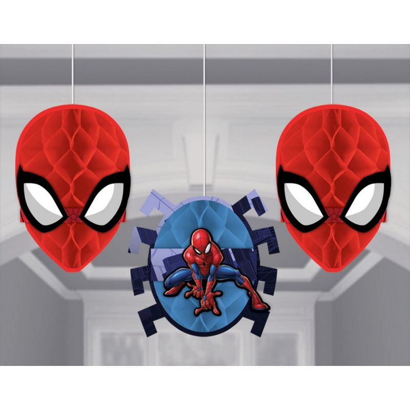 3 Pack Spiderman Webbed Wonder Hanging Honeycomb Decorations