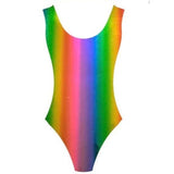 Load image into Gallery viewer, Womens 80s Metallic Rainbow Leotard - S/M
