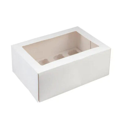 Mondo 12 Cup White Mini Cupcake Box - 25cm x 18cm x 10cm - The Base Warehouse