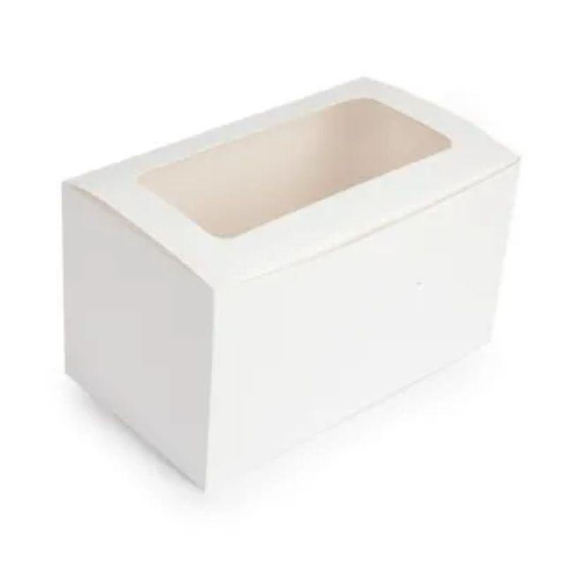 Mondo White 2 Cup Cupcake Box - 10cm x 18cm x 10cm