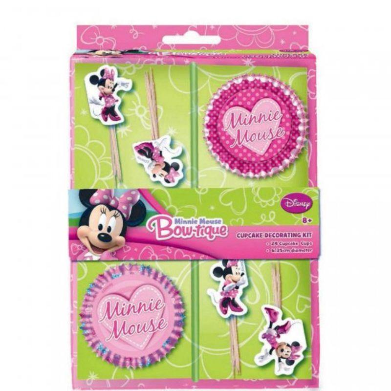 Minnie Mouse Cupcake Decoration Kit - 24 Cupcake Cases and Picks - The Base Warehouse