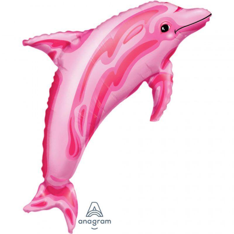 Pink Dolphin Foil Balloon - 84cm x 56cm - The Base Warehouse