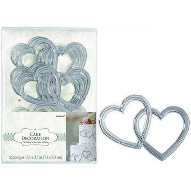 12 Pack Heart with Gems Cake Decorations - The Base Warehouse