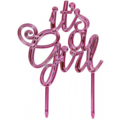 Baby Shower Its a Girl Pink Cake Topper - 13.3cm x 10cm - The Base Warehouse