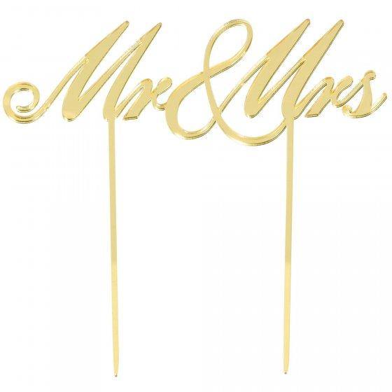 Mr & Mrs Gold Mirrored Cake Topper - The Base Warehouse