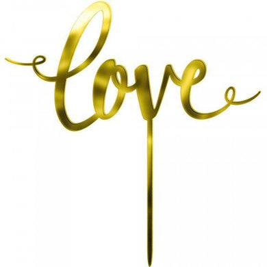 Love Gold Mirrored Cake Topper - The Base Warehouse