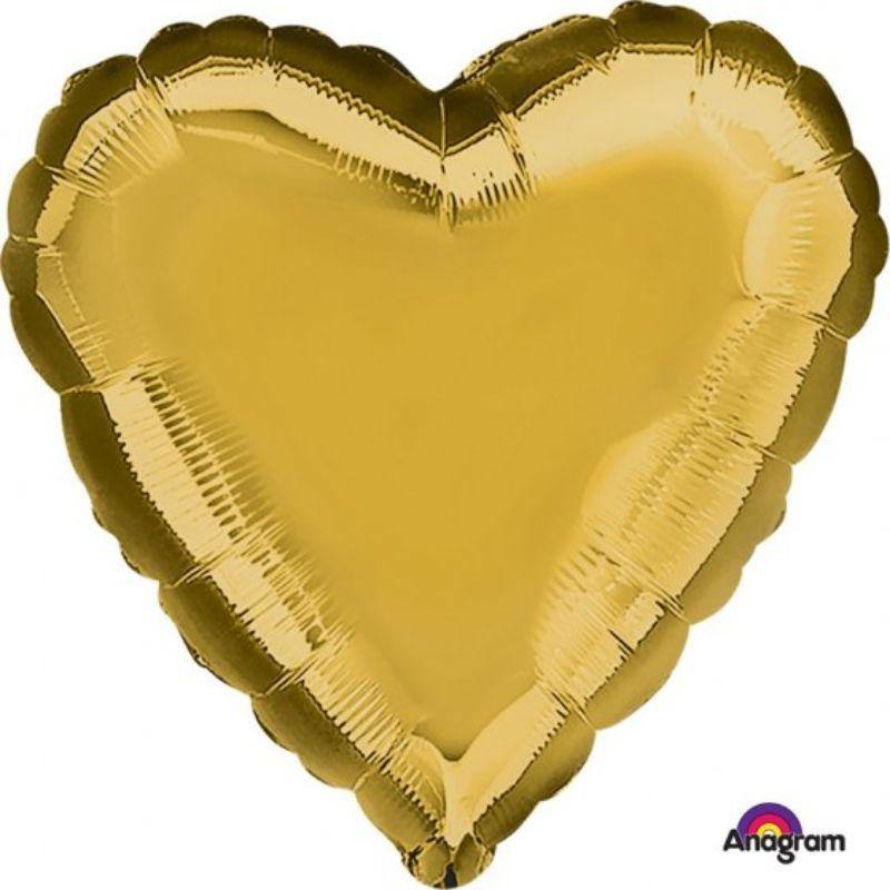 Metallic Gold Heart Foil Balloon - 45cm