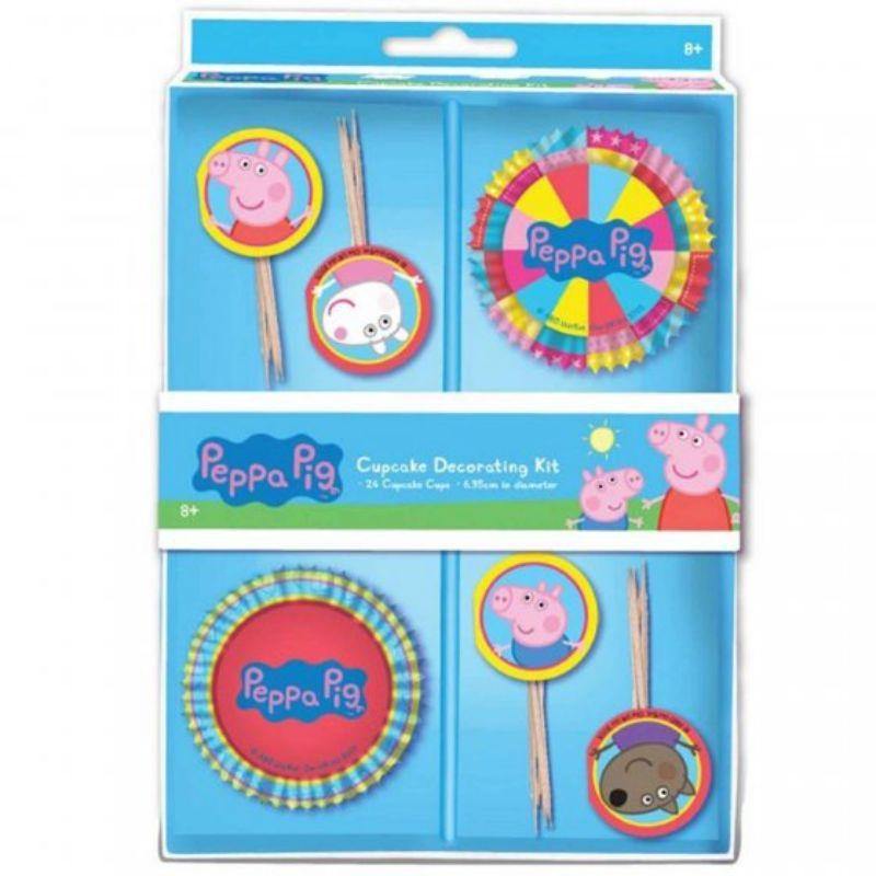 Peppa Pig Cupcake Decoration Kit - 24 x Cupcake Cups & Picks - The Base Warehouse