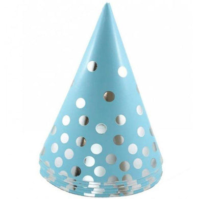 6 Pack Blue/Silver Cone Hat - 15cm - The Base Warehouse