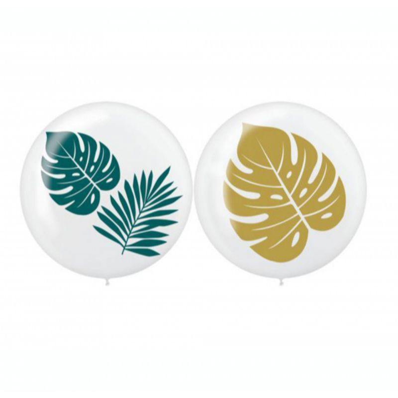 2 Pack Key West Jumbo Palm Leaves Latex Balloons - 60cm - The Base Warehouse