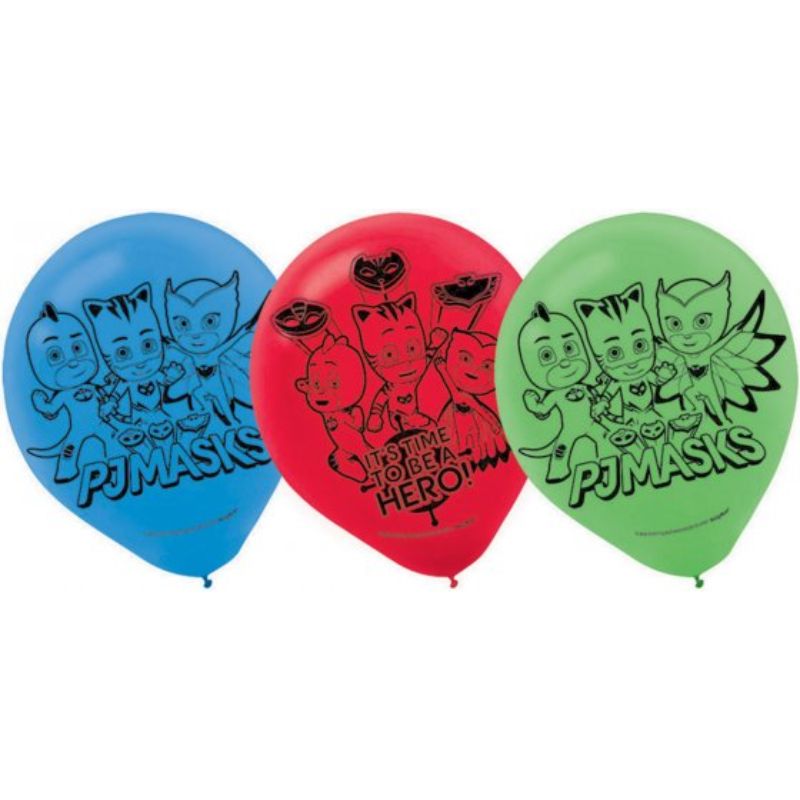 6 Pack PJ Masks Latex Balloons - 30cm