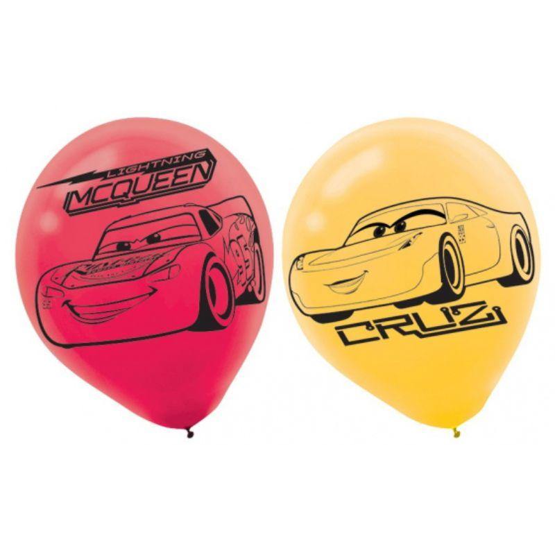 6 Pack Red/Yellow Cars 3 Latex Balloon - 30cm - The Base Warehouse