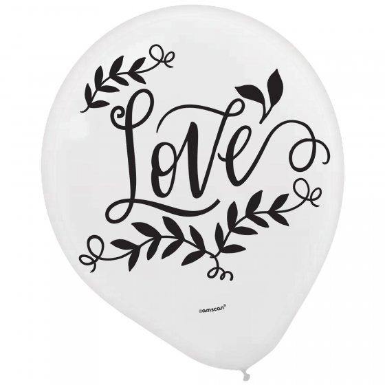15 Pack Love & Leaves Latex Balloons - The Base Warehouse