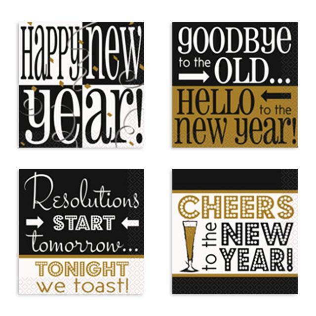 16 Pack New Years Cocktail Napkins - The Base Warehouse