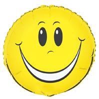 Yellow Smiley Face Foil Balloon - 45cm