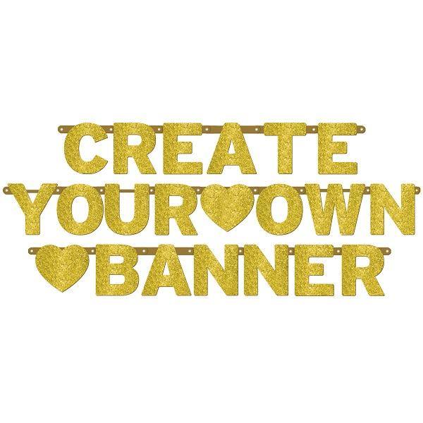 Customisable Gold Glitter Letter Banner - The Base Warehouse
