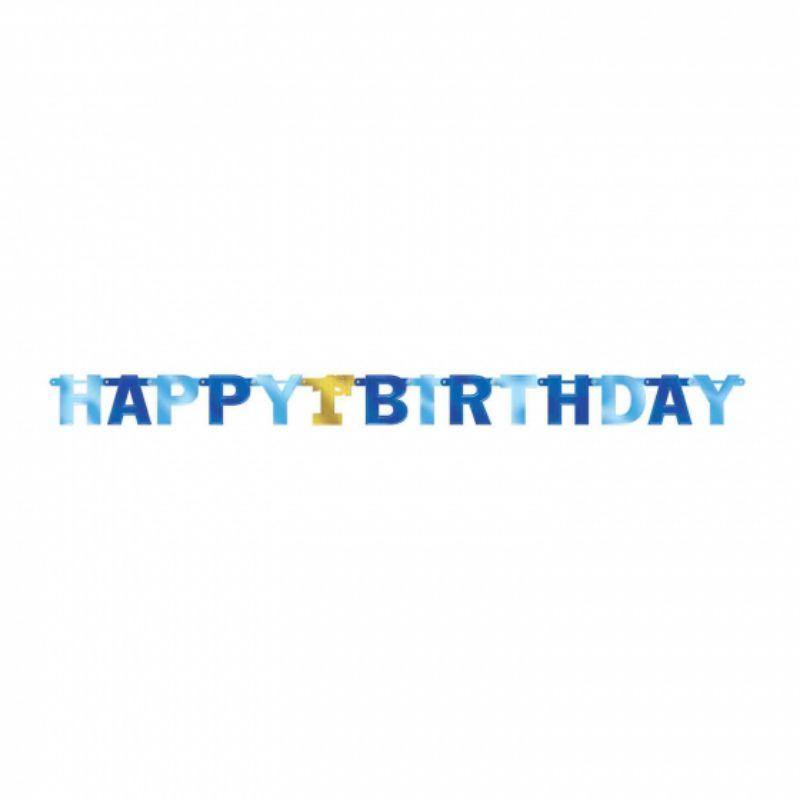 1st Birthday Boy Jointed Letter Banner - The Base Warehouse