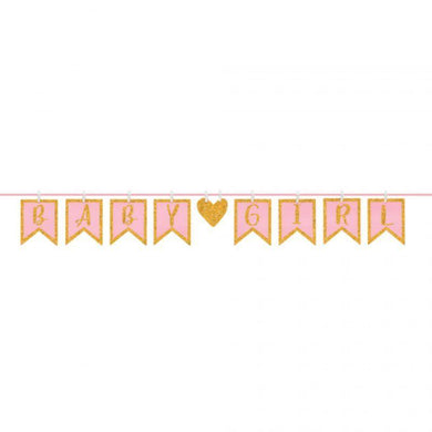 Baby Shower Girl Clothespin Letter Banner - 16cm x 3.65m - The Base Warehouse
