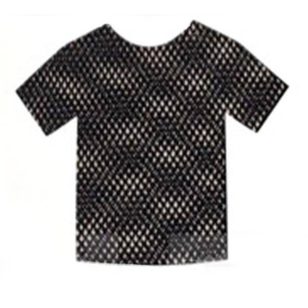 Black Short Sleeve Fishnet Top - The Base Warehouse