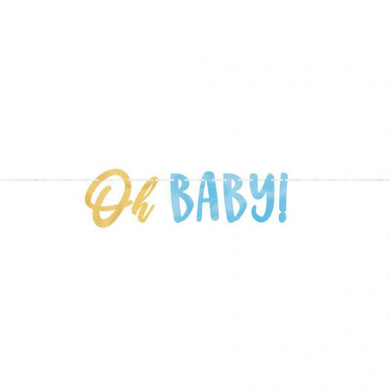 Oh Baby Boy Cardboard Letter Banner - 18cm x 3.65m - The Base Warehouse
