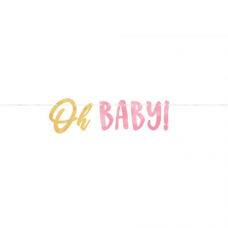 Oh Baby Girl Cardboard Letter Banner - 18cm x 3.65m - The Base Warehouse