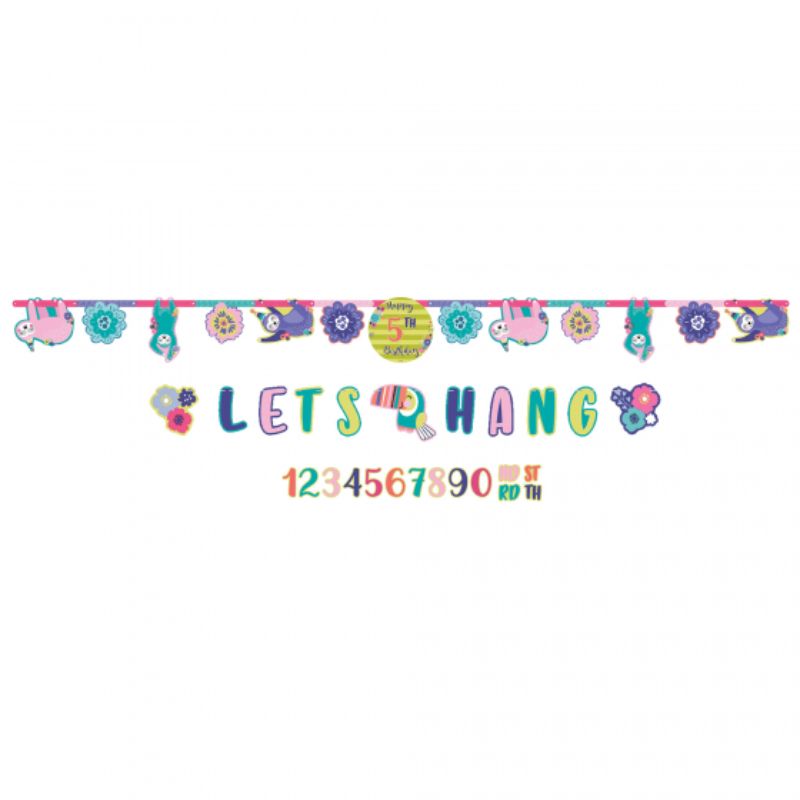 Sloth Happy Birthday Add-An-Age Letter Banner & Mini Banner Kit