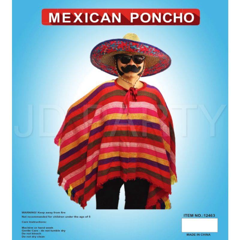 Rainbow Stripe Adult Mexican Poncho - The Base Warehouse