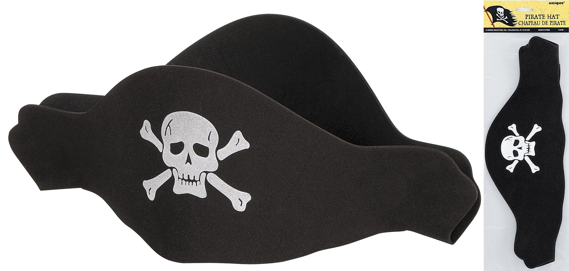 Foam Flat Black Pirate Hat