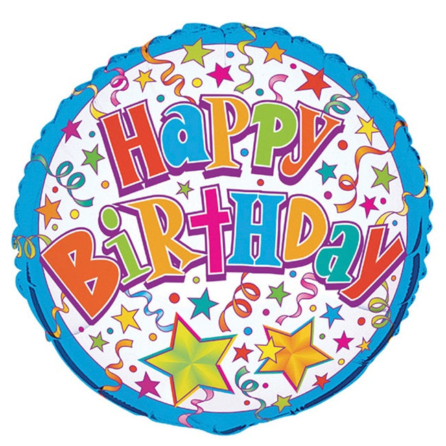 Happy Birthday Star Round Foil Balloon - 45cm