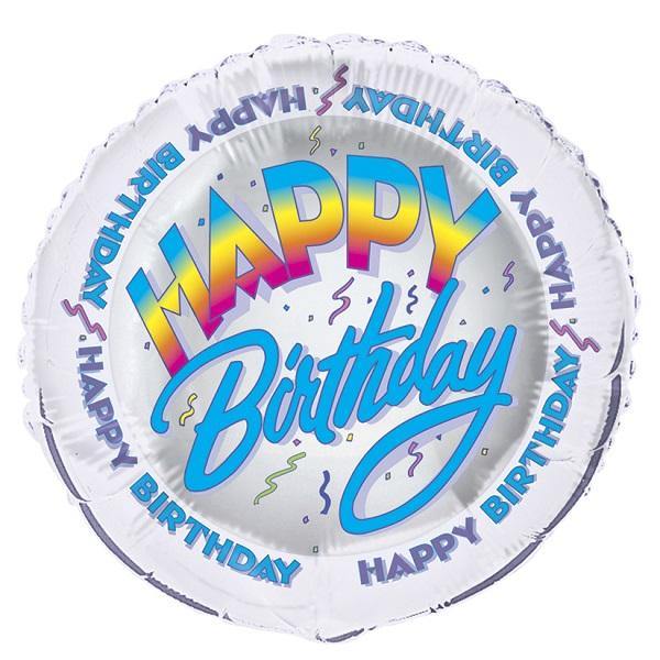 Happy Birthday Frizzy Round Foil Balloon - 45cm - The Base Warehouse
