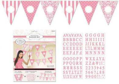 New Pink Personalised Pennant Banner - The Base Warehouse