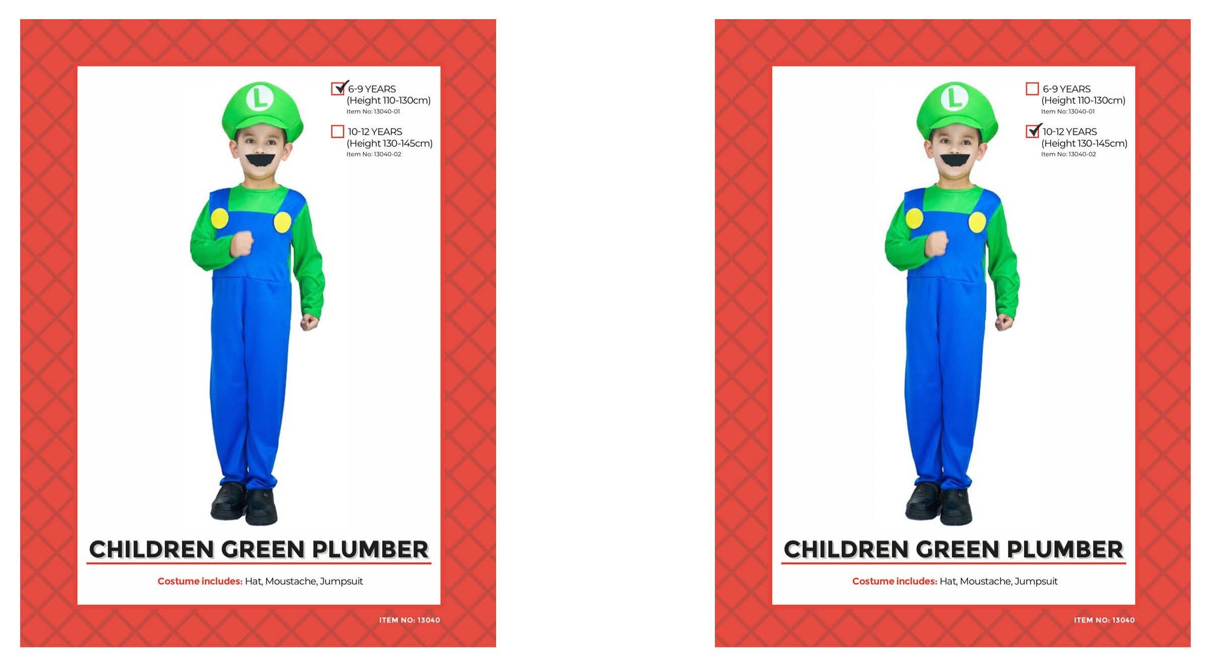 Kids Green Plumber Costume - L (10-12 Years) - The Base Warehouse