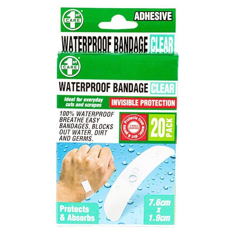 20 Pack Clear Waterproof Bandage - 7.6cm x 1.9cm