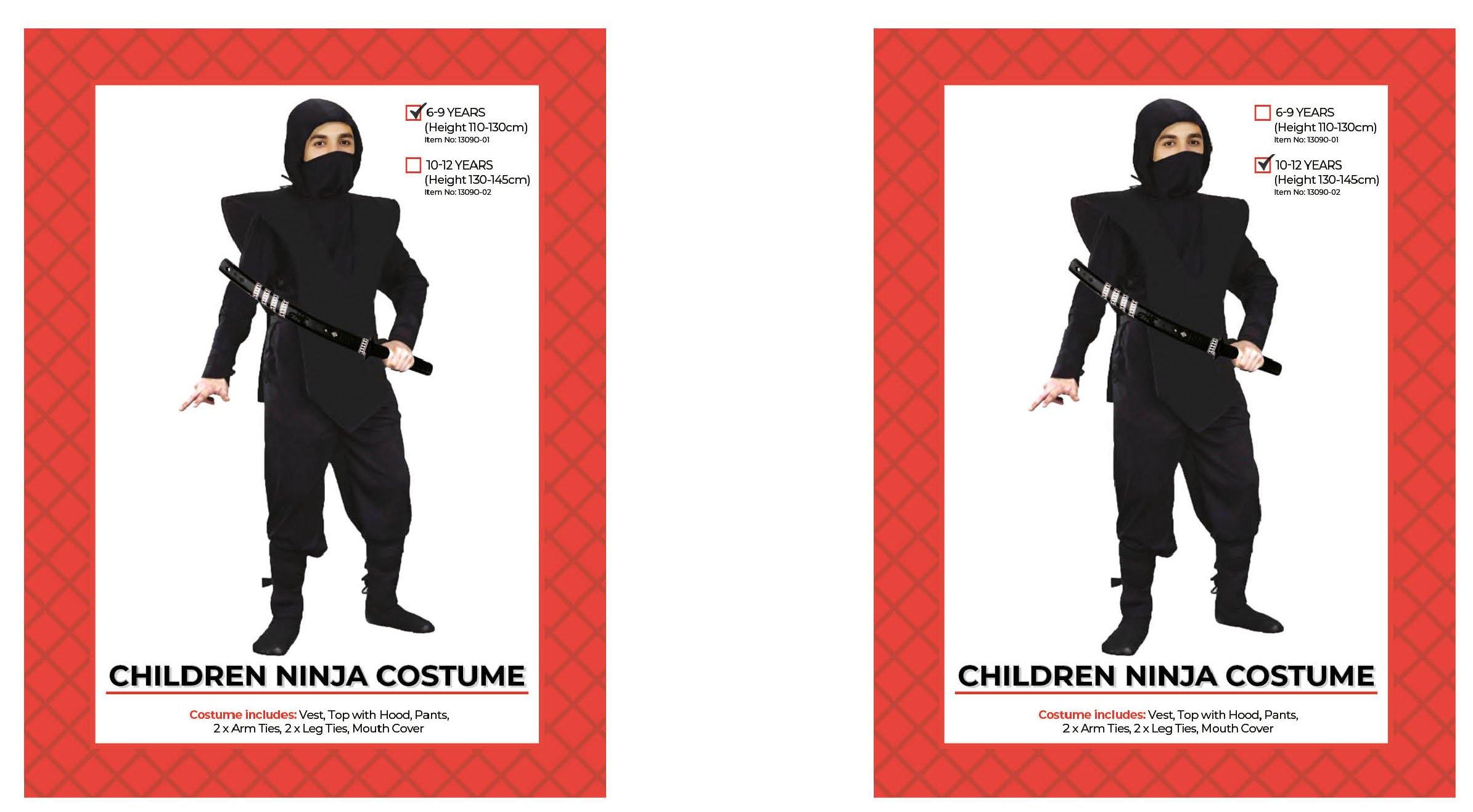 Kids Black Ninja Costume - M (6-9 Years) - The Base Warehouse