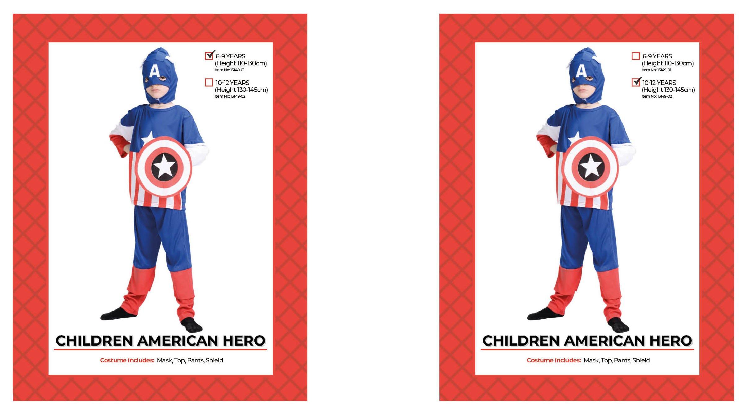 Kids American Hero Costume - M (10-12 Years) - The Base Warehouse