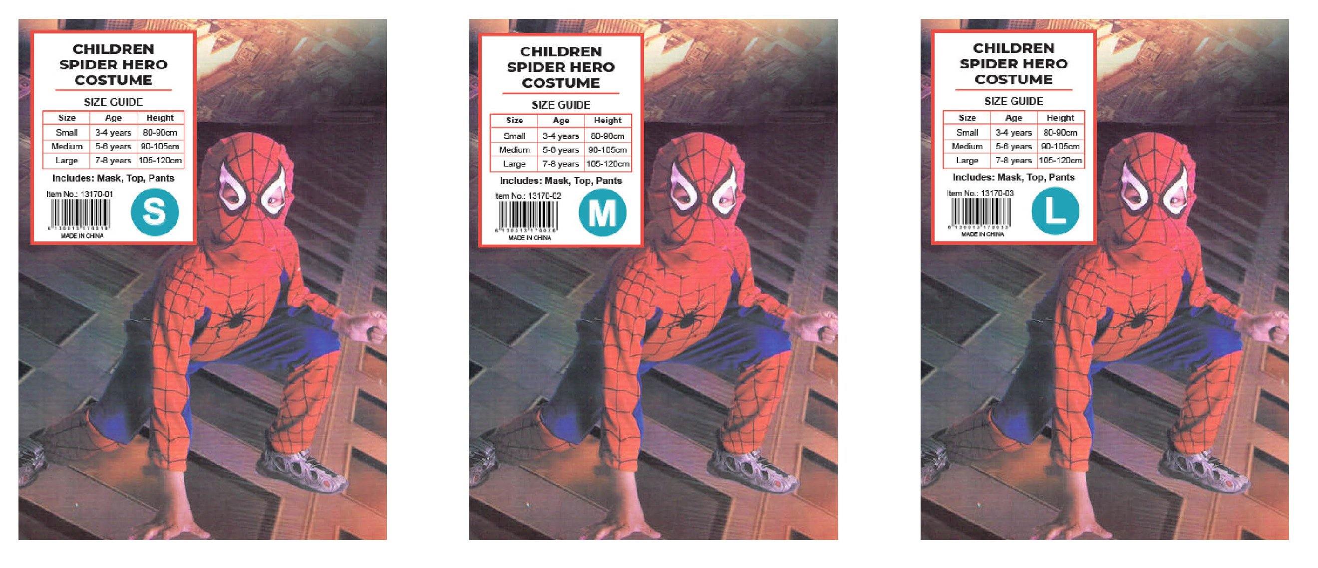 Kids Super Spider Hero Costume - S (3-4 Years) - The Base Warehouse