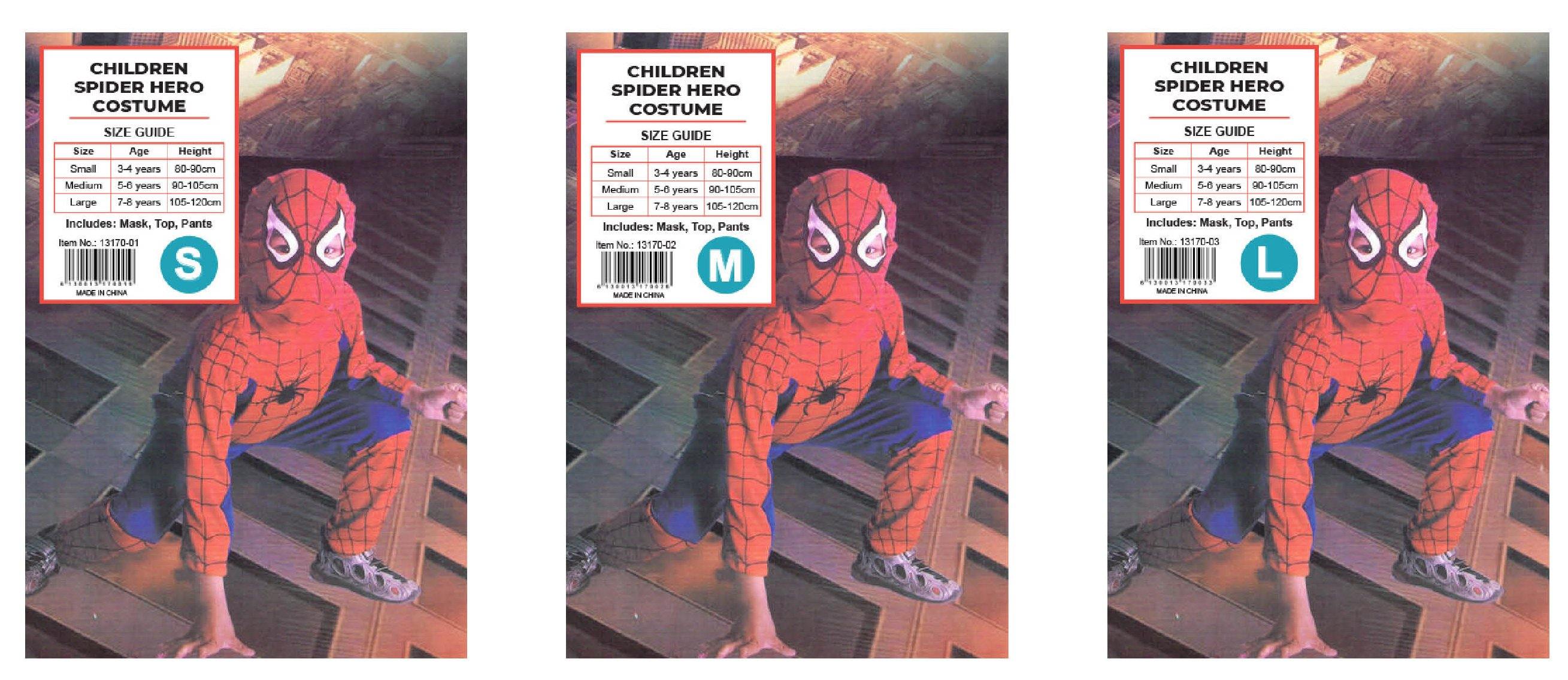Kids Super Spider Hero Costume - L (7-8 Years) - The Base Warehouse