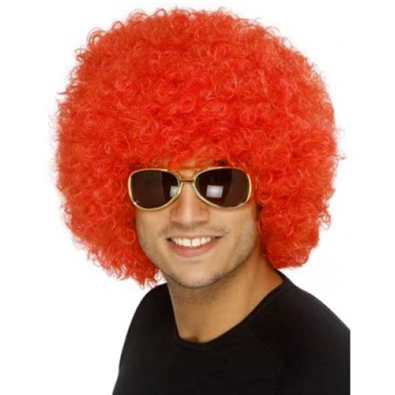 Red Male Afro Wig - The Base Warehouse