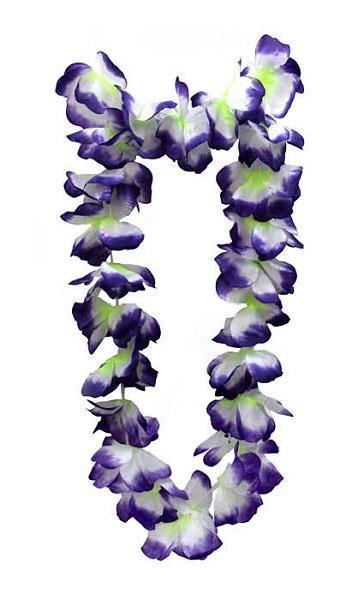 Dark Purple & White Hawaiian Lei - The Base Warehouse