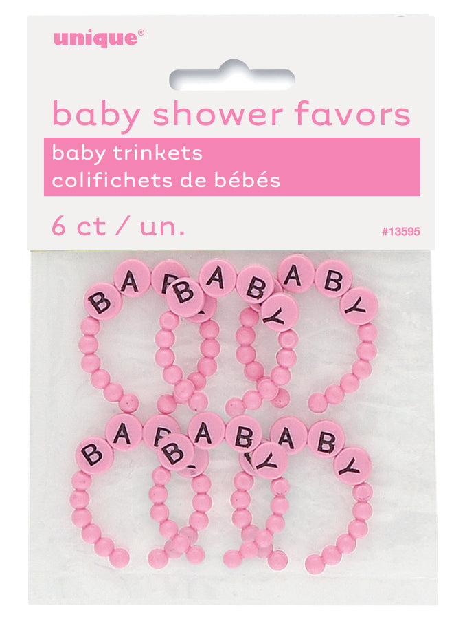 6 Pack Pink Baby Trinkets