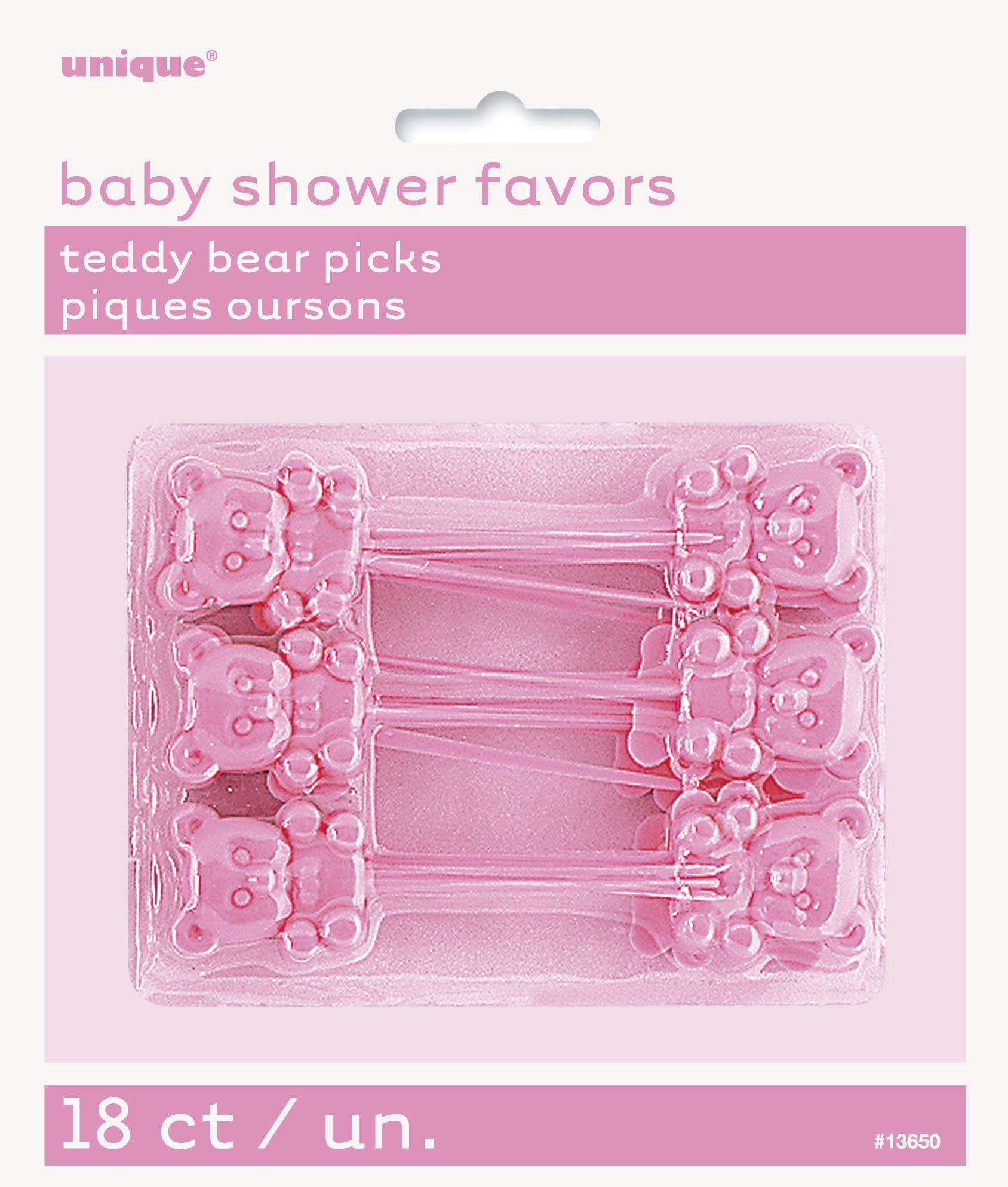 18 Pack Pink Teddy Bear Picks - 7.5cm