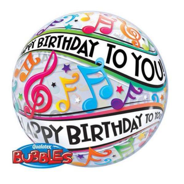 Happy Birthday To You Music Notes Bubble Balloon - 56cm