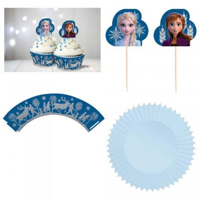 Frozen 2 Glitter Cupcake Kit - 24 x Picks, Baking Cups and Wraps - The Base Warehouse