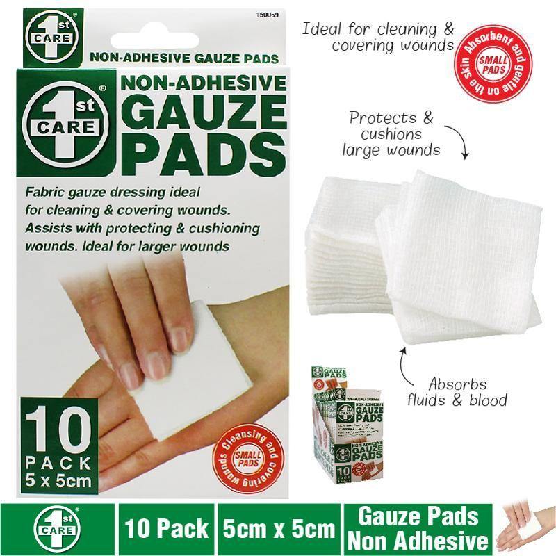 10 Pack Non Adhesive Dressing Gauze Pads - 5cm x 5cm - The Base Warehouse