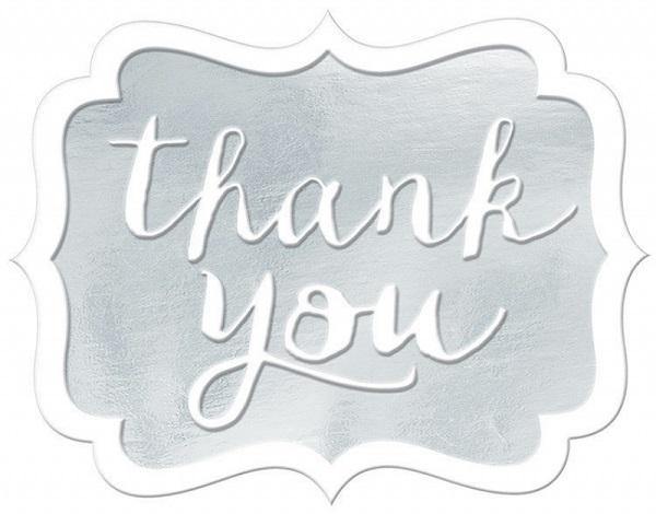 50 Pack White Thank You Stickers - The Base Warehouse