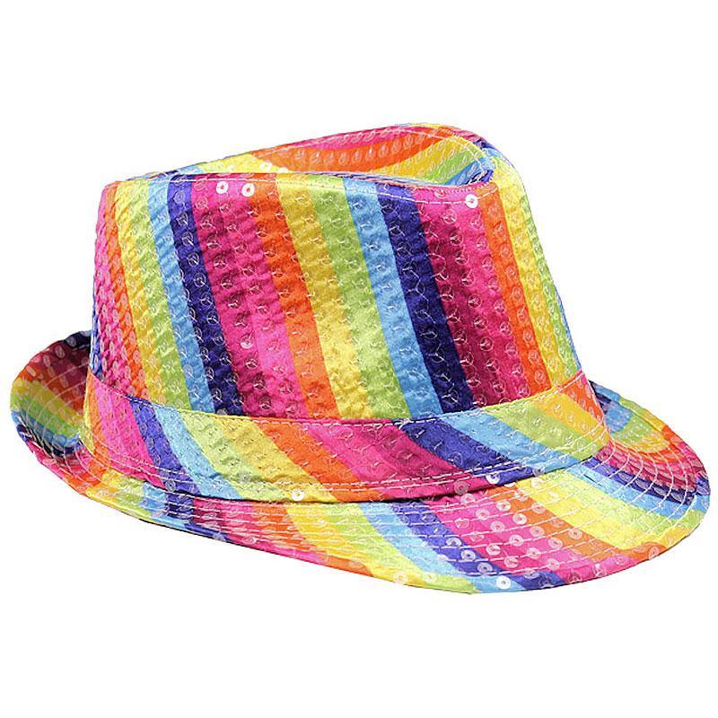 Rainbow Glitter Fedora Hat