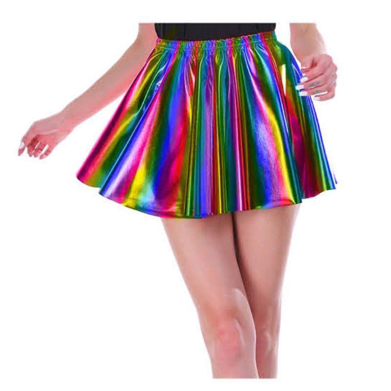 Womens Rainbow Metallic Skirt - Small - The Base Warehouse