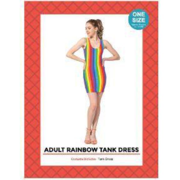 Adult Rainbow Stripe Tank Dress