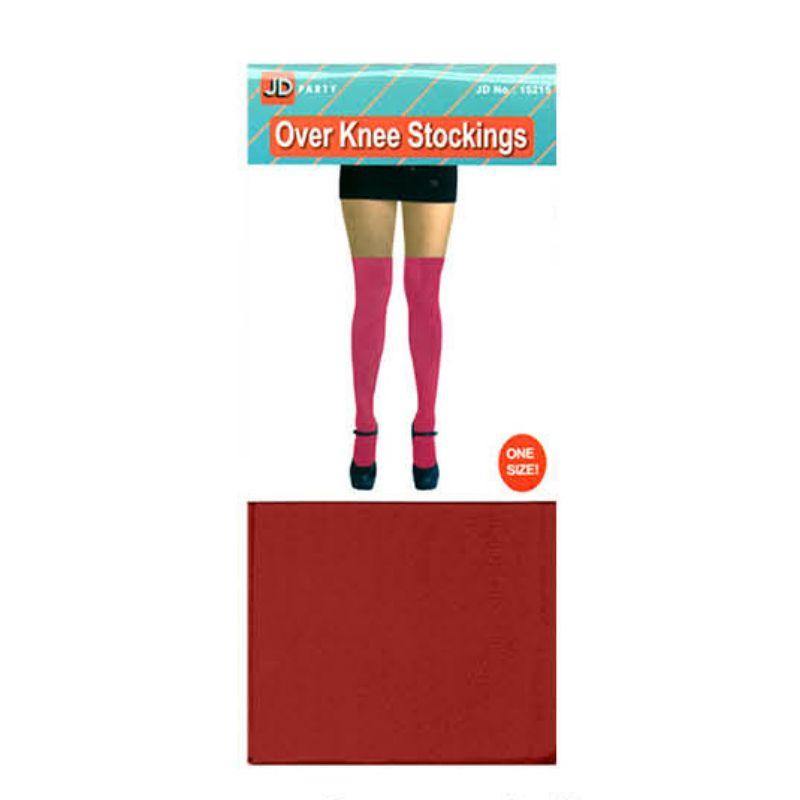 Red Over The Knee Stockings - The Base Warehouse